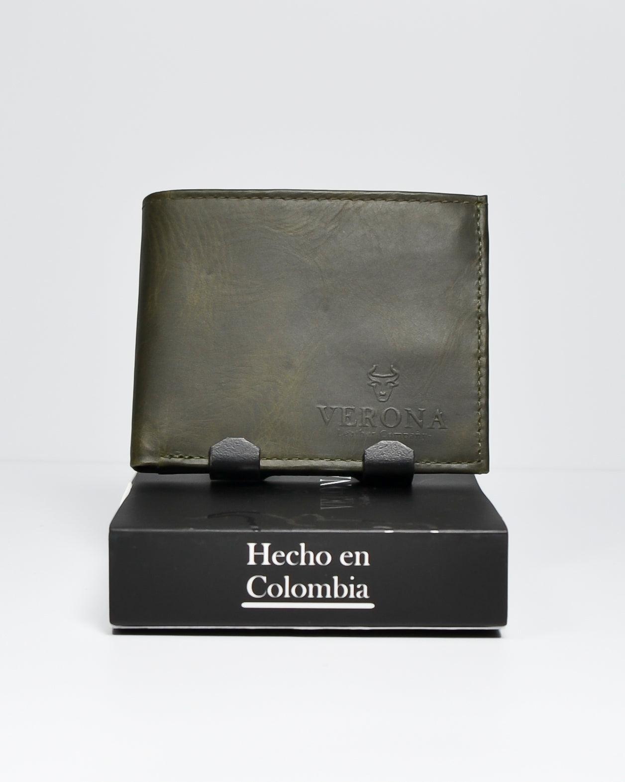 Billetera de hombre en cuero verde - Billeteras Medellín