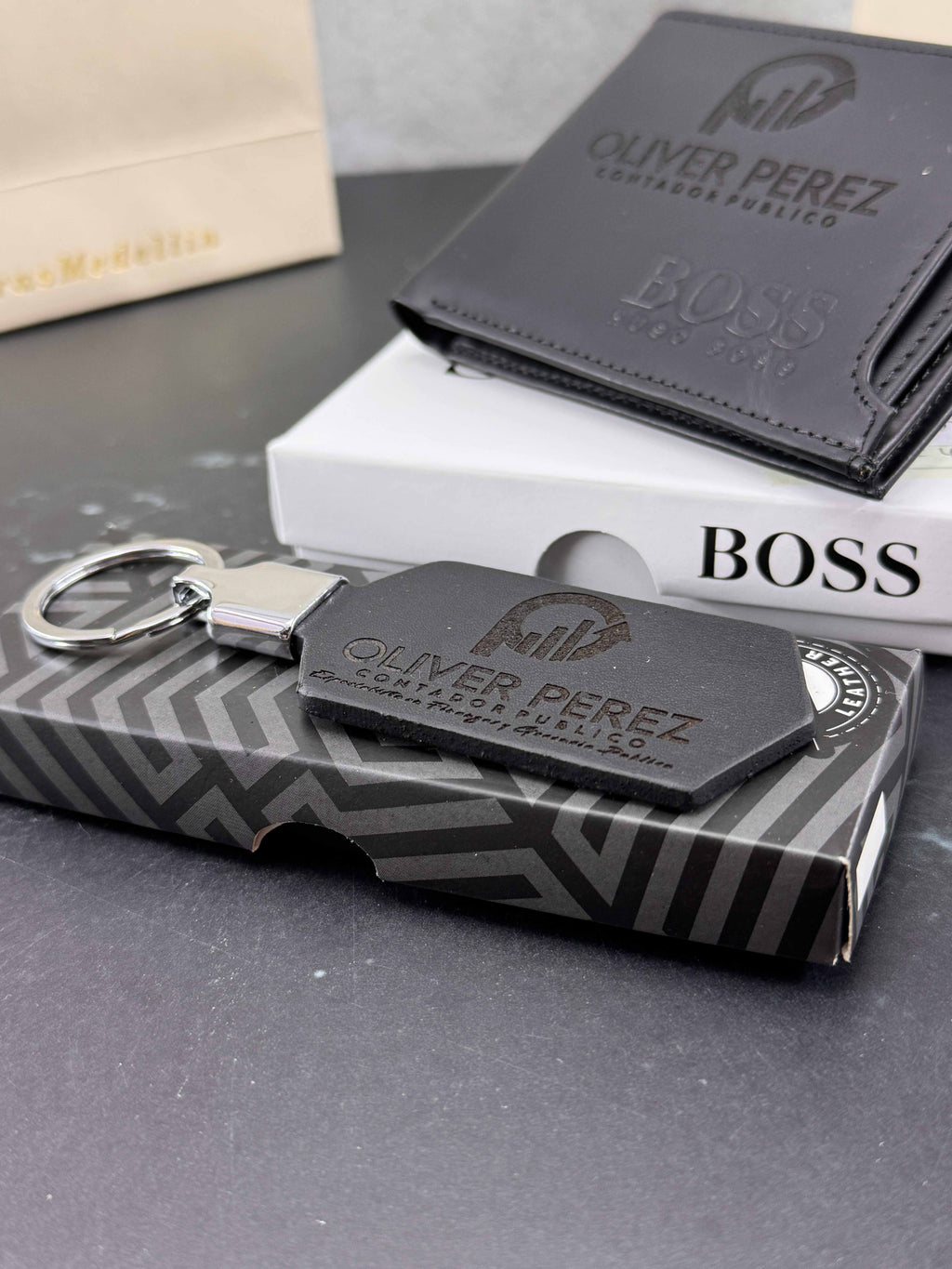 Combo de billetera y llavero personalizados